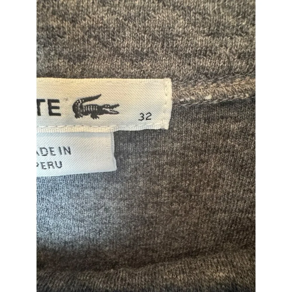 Lacoste Dress Women XS Gray Quilted Cowl Neck Marcassin‎ Sweatshirt Mini Preppy